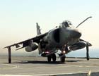 Front right side view of a BAe Sea Harrier ready for take-off; color