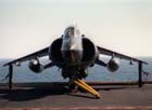 Straight on front view of a BAe Sea Harrier FRS.2 at rest; color