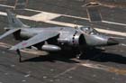 High angled view of the front right side of a BAe Sea Harrier; color